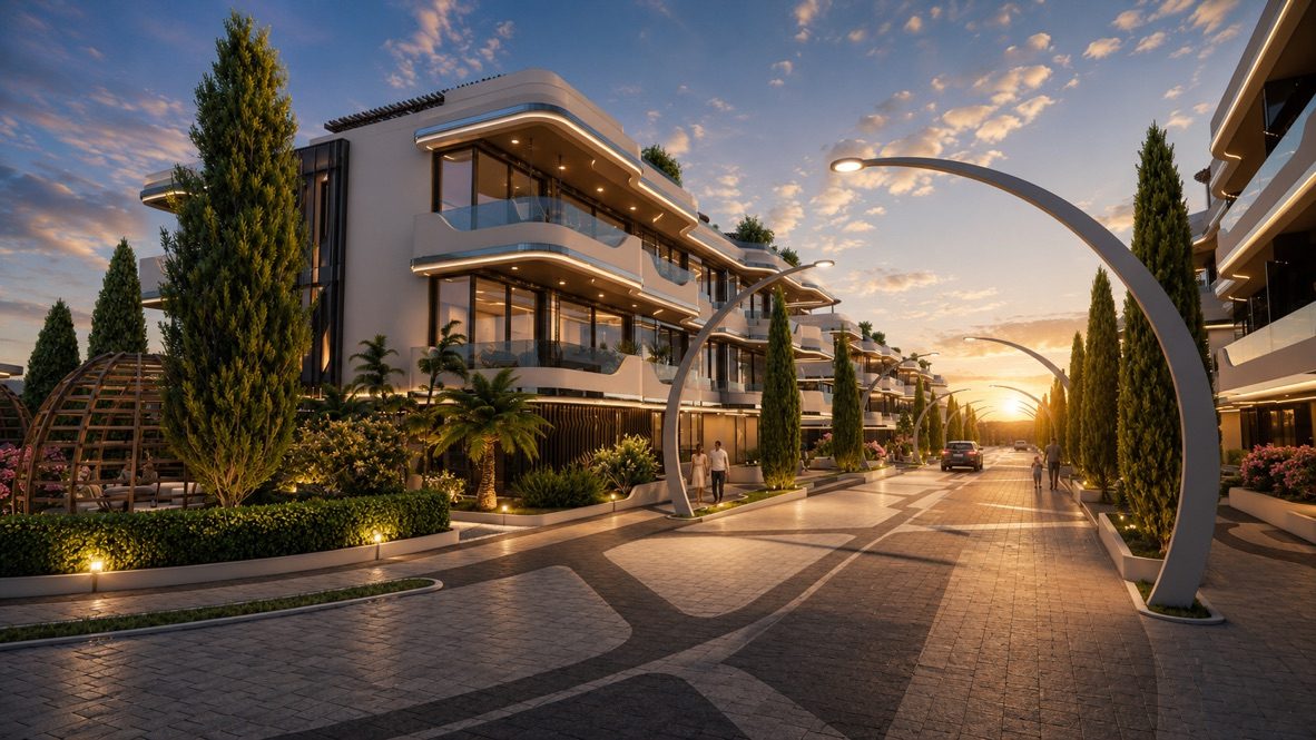 Architectural render after atmospheric post-production